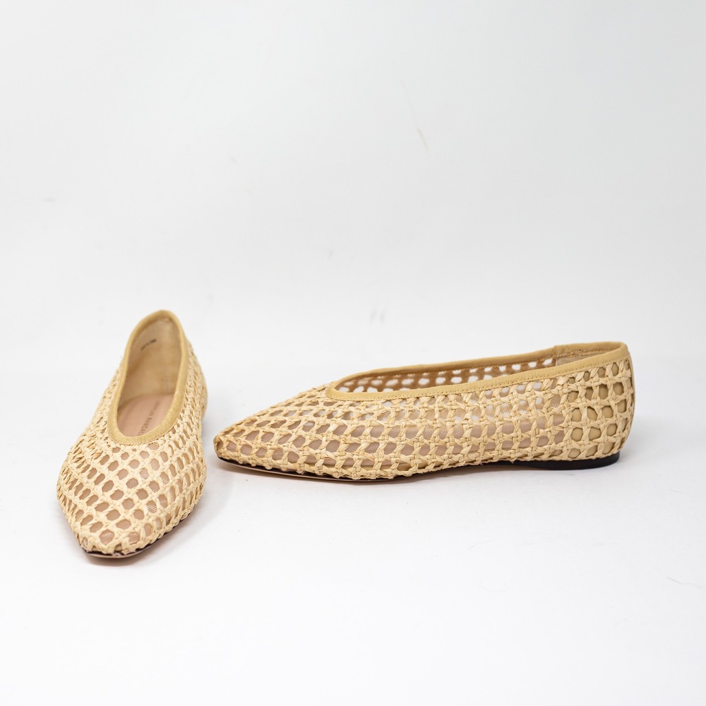 NEW Loeffler Randall Emery Natural Crochet Woven Slip On Ballet Flats Shoes 7.5